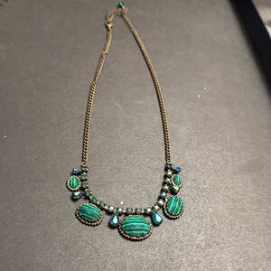 Sorrelli Gold Necklace with Green and Blue Gems